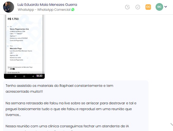 Depoimento de aluno - R$1.750
